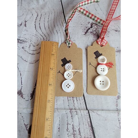 Handmade Button Snowman Gift Tags Hangtags Set Of 5 - Picture 4 of 5